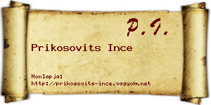 Prikosovits Ince névjegykártya